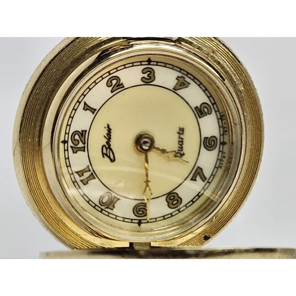 Vintage Gold Tone - Quartz -Mini Pocket Watch Pendant (Untested/Parts)